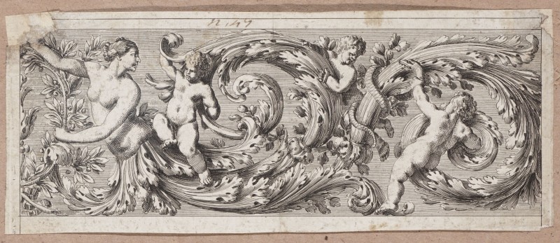 Ornamentprent. Rinceaux de frises et de feuillages.